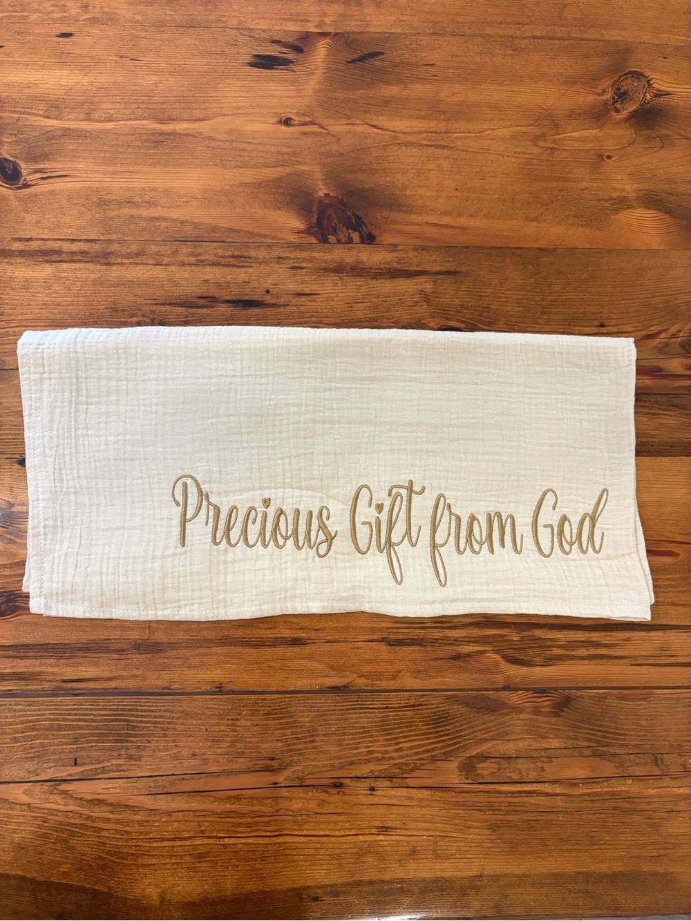 Cream "Precious Gift from God" Embroidered Baby Blanket
